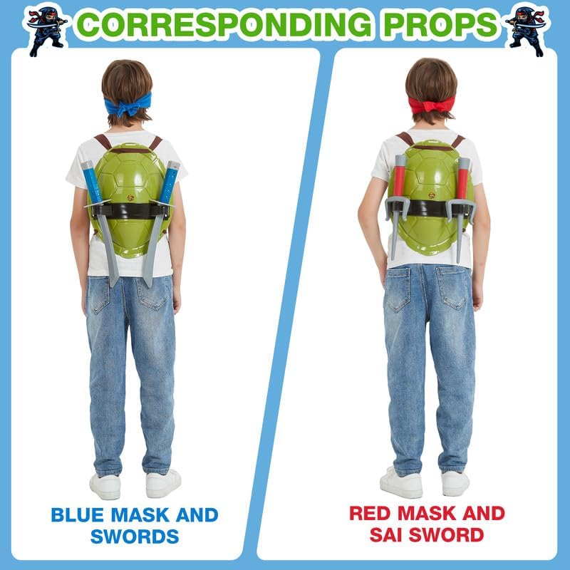 Kids Superhero Ninja Costume with Toy Weapons and Eye Mask