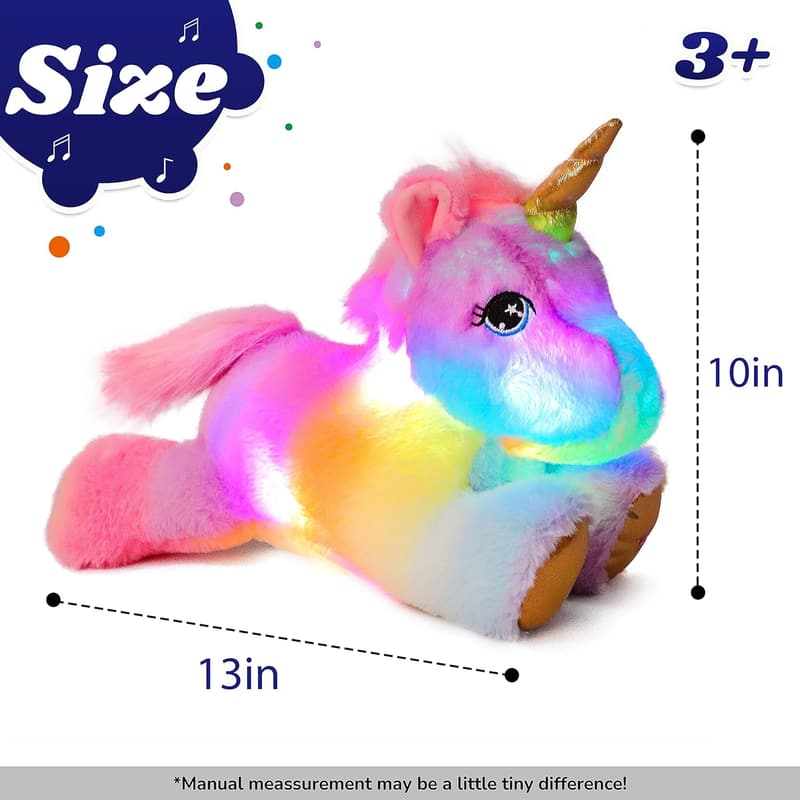 Musical Plush Unicorn Nightlight - LED, Singing Lullabies, 13