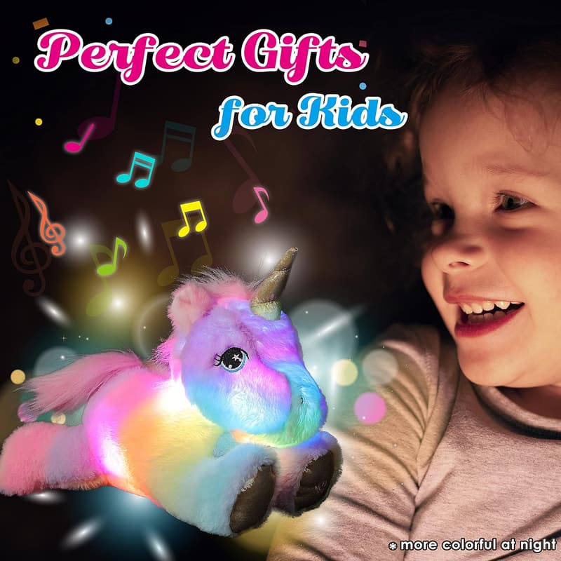 Musical Plush Unicorn Nightlight - LED, Singing Lullabies, 13
