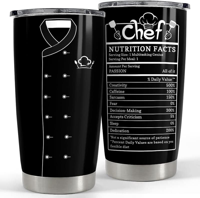20oz Insulated Chef Tumbler - Stainless Steel Travel Mug