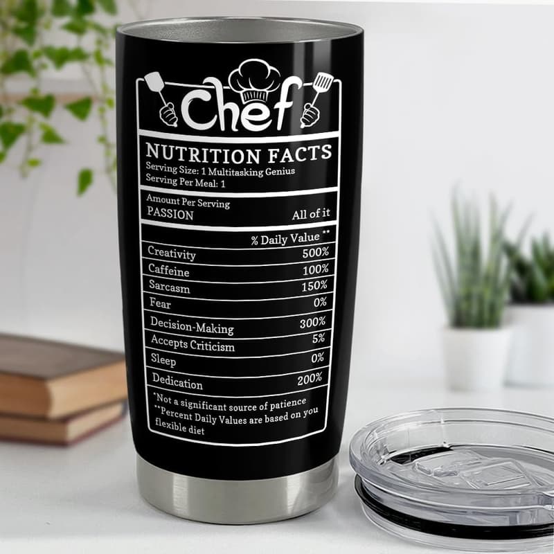20oz Insulated Chef Tumbler - Stainless Steel Travel Mug