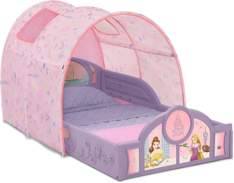 Disney Princess Toddler Bed with Tent, Purple/Pink