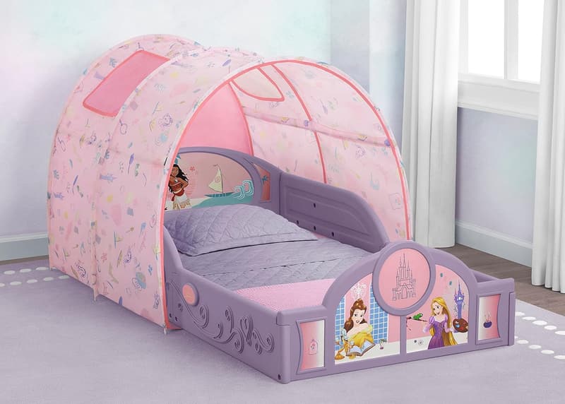 Disney Princess Toddler Bed with Tent, Purple/Pink