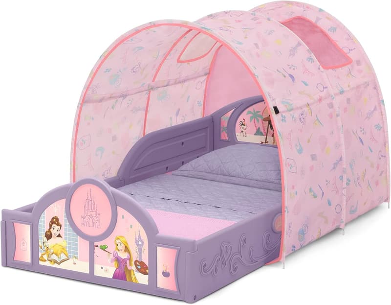 Disney Princess Toddler Bed with Tent, Purple/Pink
