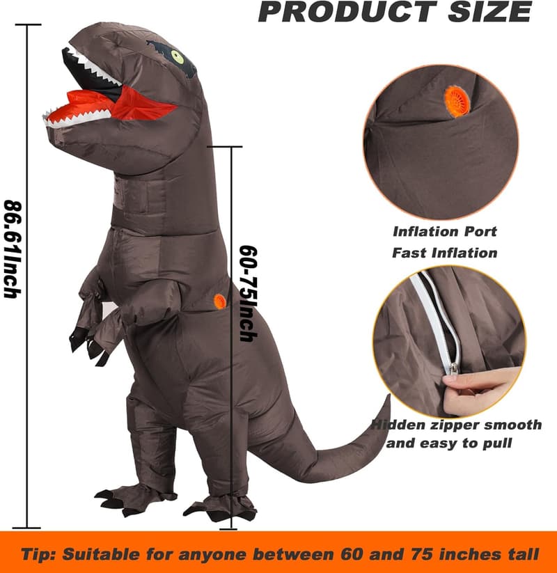 Adult T-Rex Dinosaur Costume for Funny Halloween Cosplay