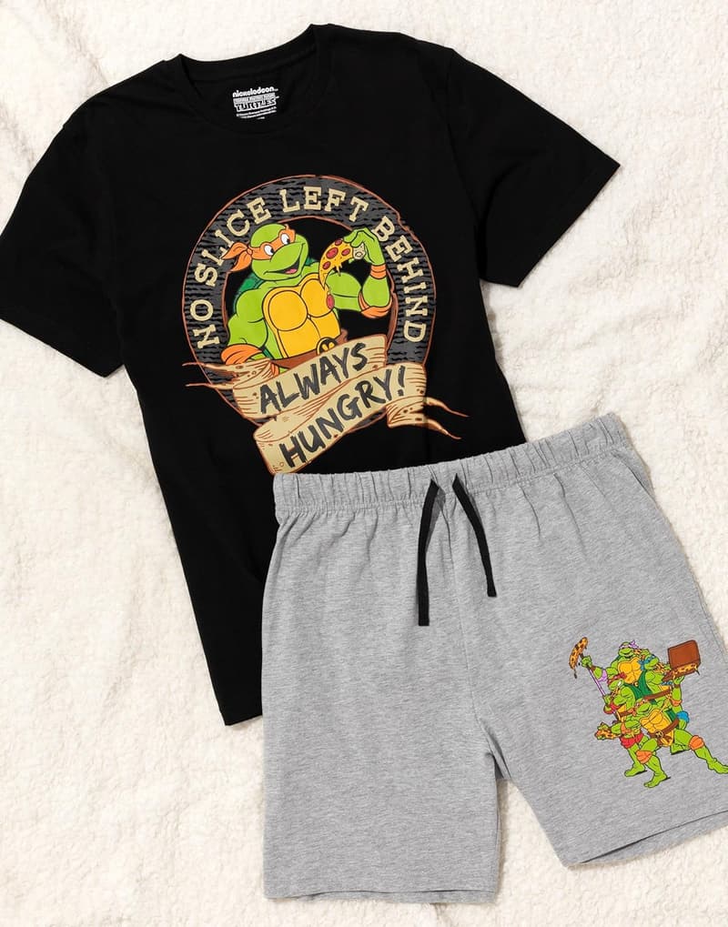 TMNT Men's Pajama Set - Black & Grey Tee and Shorts