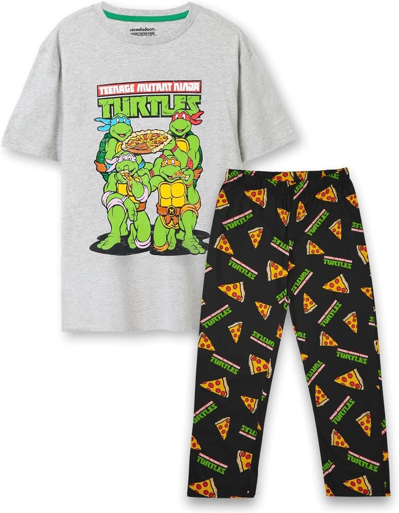 TMNT Men's Pajamas - Grey Pizza Party Tee & Long Pants