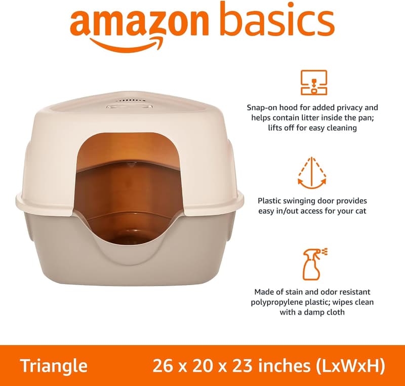 No-Mess Cat Litter Box with Lid, Charcoal, 26