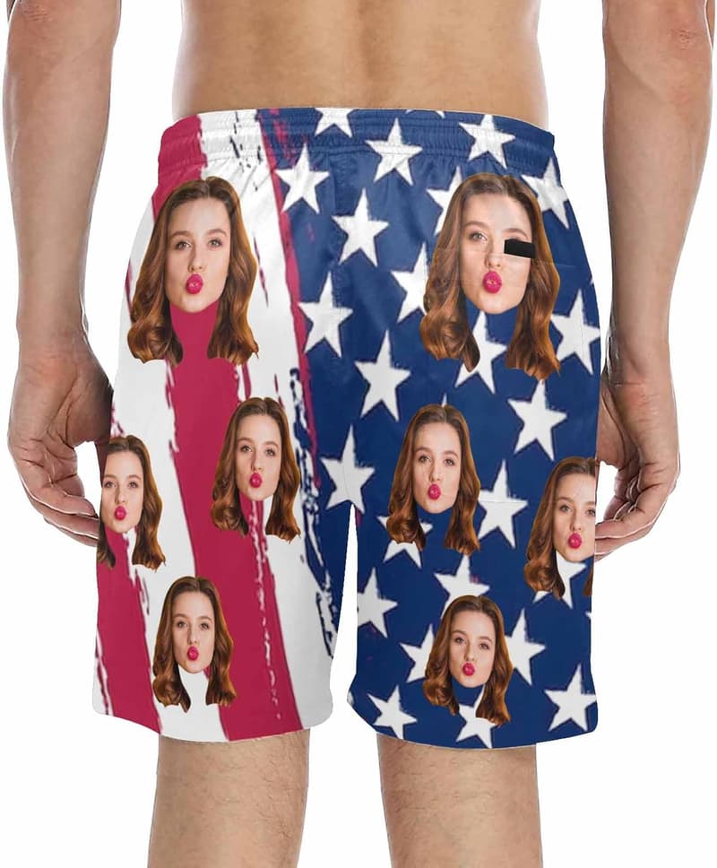Funny Personalized Face Print Swim Shorts for Men