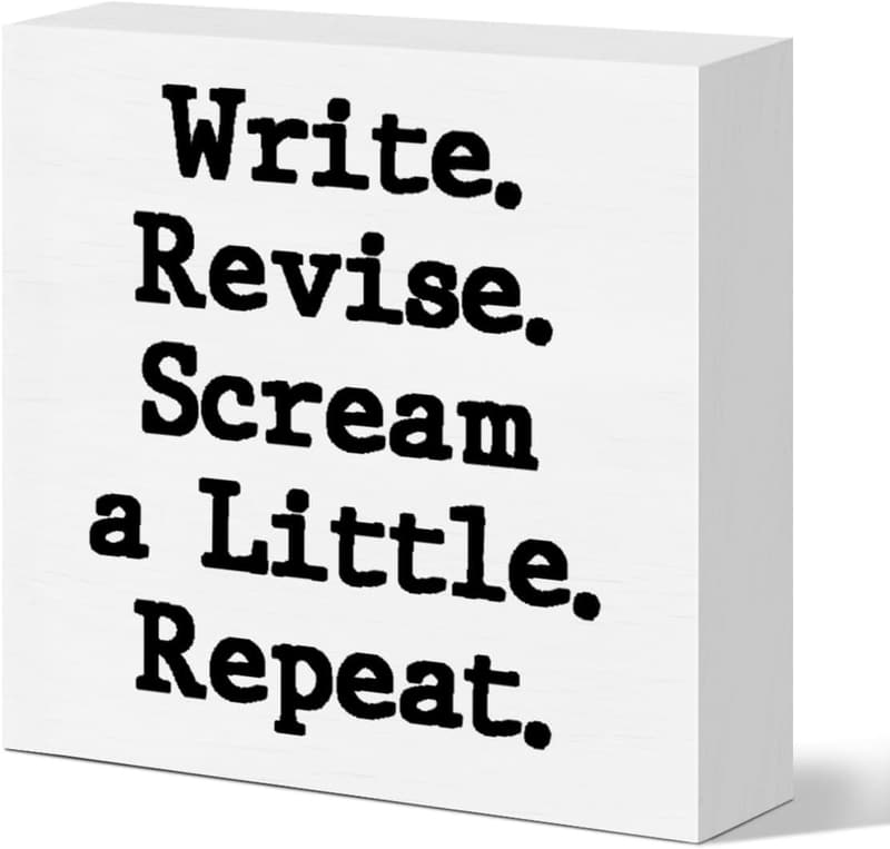 Writer's Gift: Wooden Typewriter Sign for Authors & Journalists