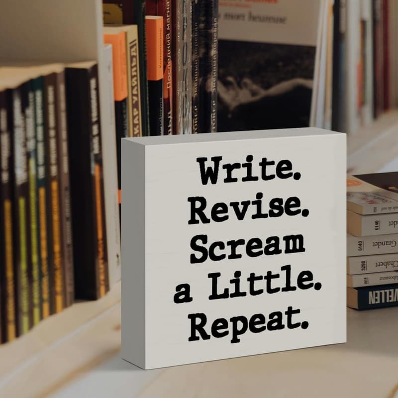 Writer's Gift: Wooden Typewriter Sign for Authors & Journalists