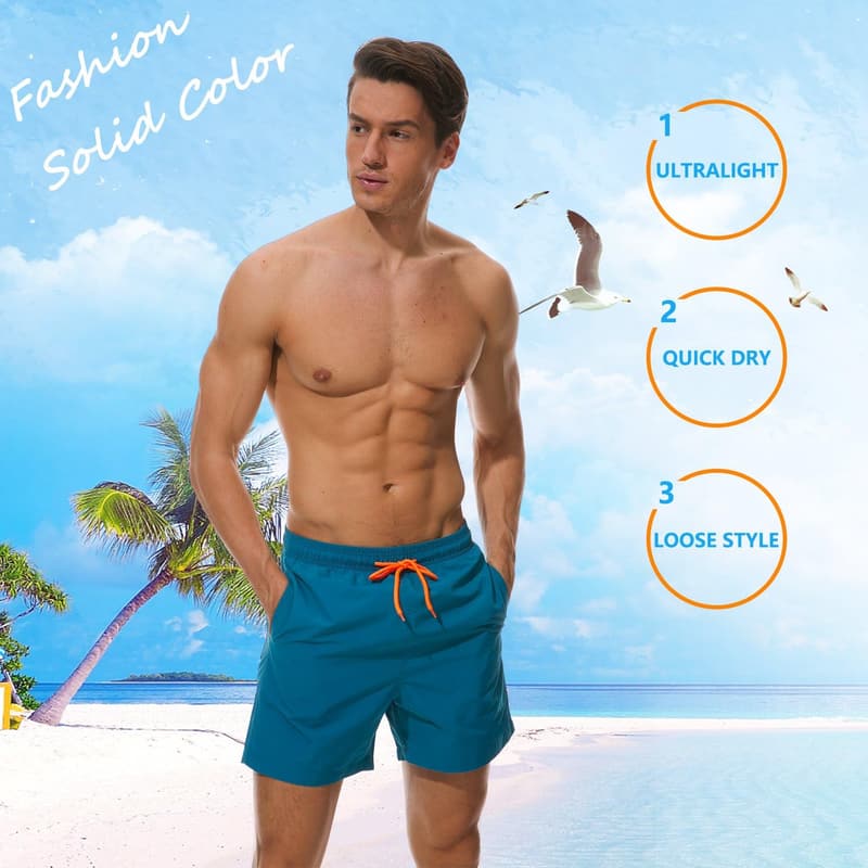 Quick-Dry Men's Swim Trunks with Pockets