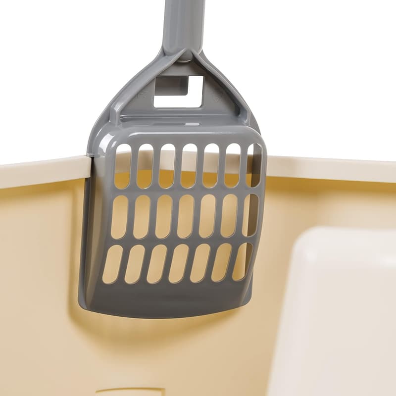 Large Open-Top Cat Litter Box with High Sides and Scoop