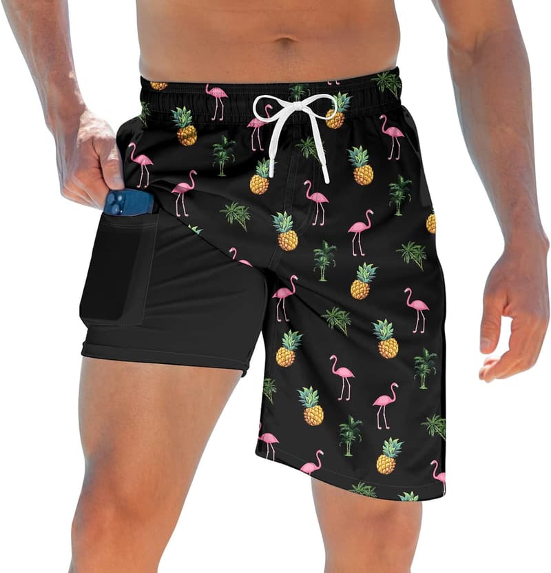 Men's 2-in-1 Quick-Dry Swim Trunks with Compression Liner