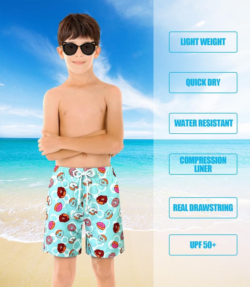 Boys' Quick-Dry Swim Trunks with UPF 50+ Protection