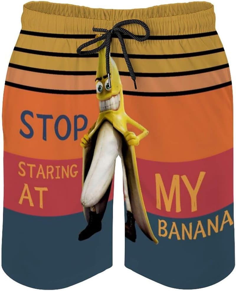 Men's Swim Trunks with Pockets - Funny Beach Shorts
