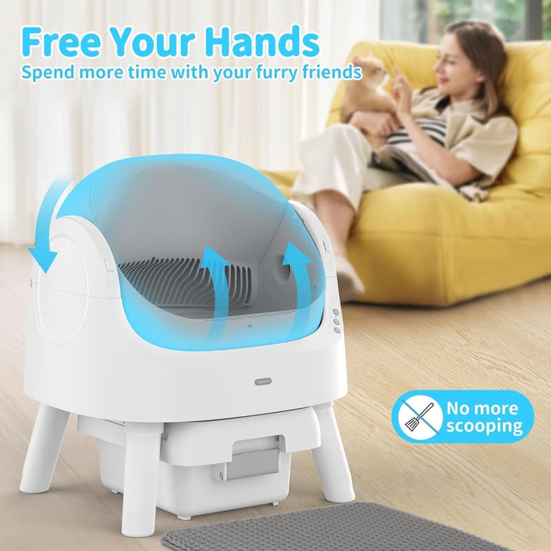 Automatic Cat Litter Box for Multiple Cats with Safety Features