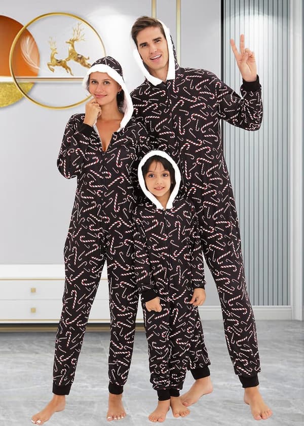 Christmas Matching Family Pajamas Soft Zipper Onesie Set