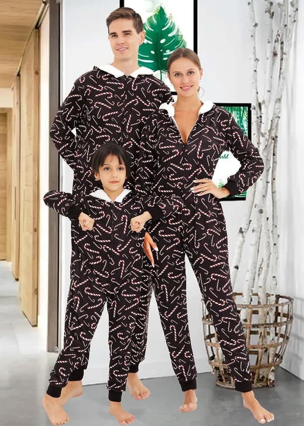 Christmas Matching Family Pajamas Soft Zipper Onesie Set