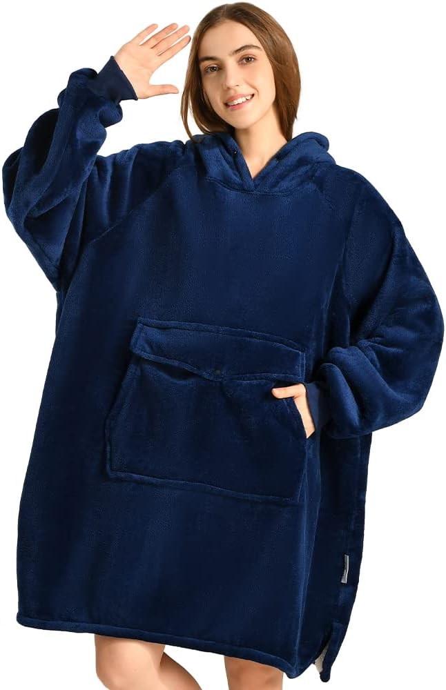 Cozy Oversized Sherpa Hoodie Blanket - Perfect Gift for Mom