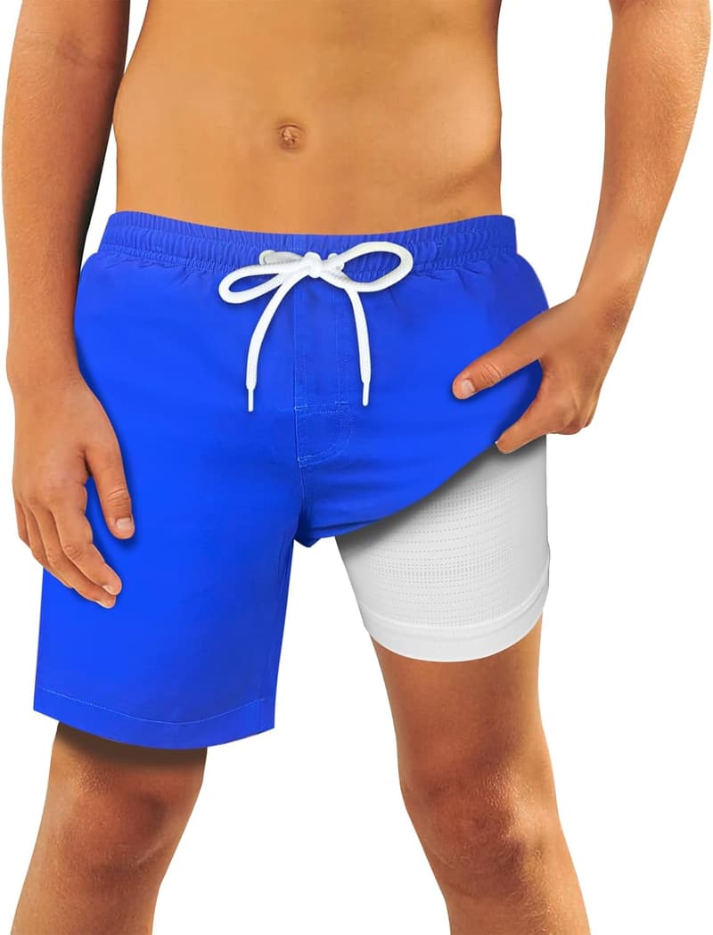 Boys' Swim Trunks with Compression Liner - 2-in-1 Bathing Suit