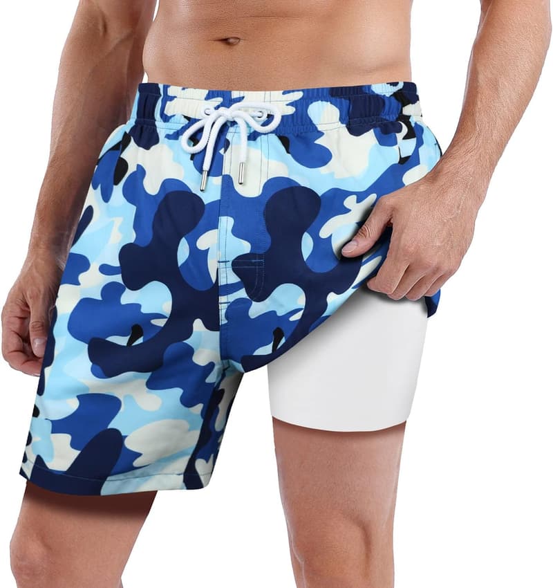 Men's Quick-Dry Swim Trunks with Compression Liner - 7