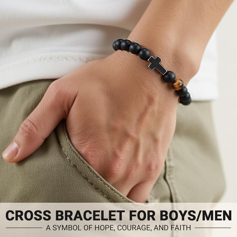 Christian Cross Bracelet for Men - Ideal Gift for Birthdays & More