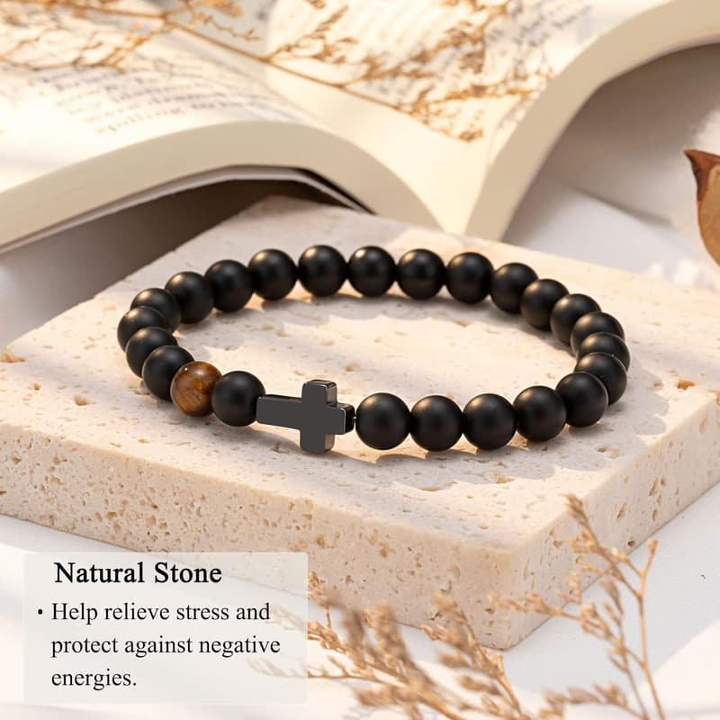 Men's Cross Bracelet - Christian Gift for Birthdays & Graduations