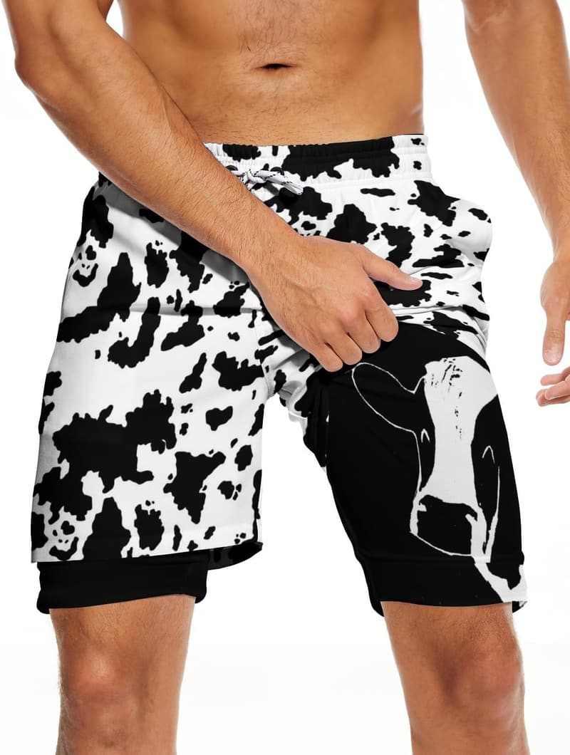 Men's Quick-Dry 2-in-1 Swim Trunks with Compression Liner