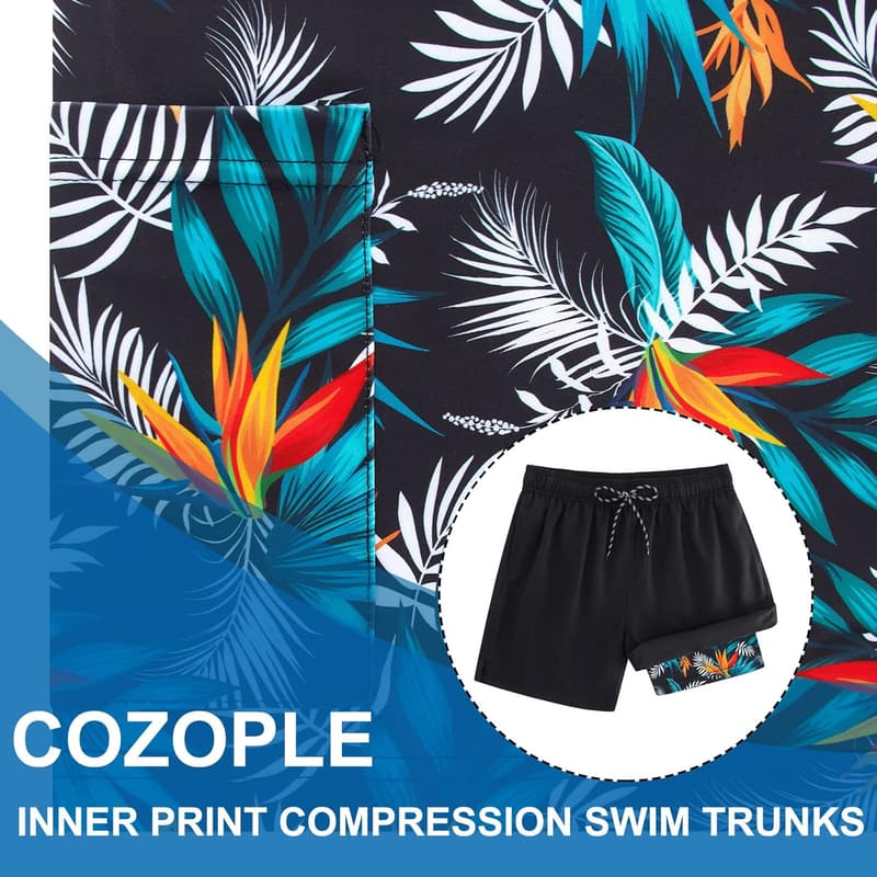 Men's Quick-Dry Swim Trunks with Compression Liner - 5.5