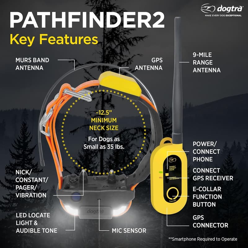 Dogtra Pathfinder 2 GPS Dog Tracker & Collar - 9 Mile Range, Waterproof