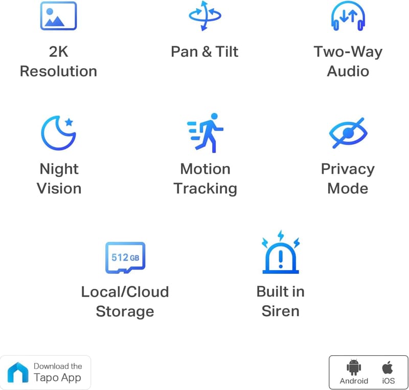 TP-Link Tapo 2K Pan/Tilt Security Camera for Home Monitoring