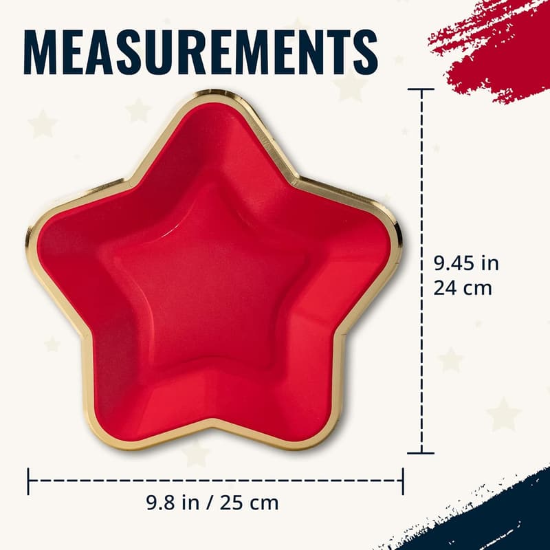 Fourth of July Star-Shaped Paper Plates, 60-Pack