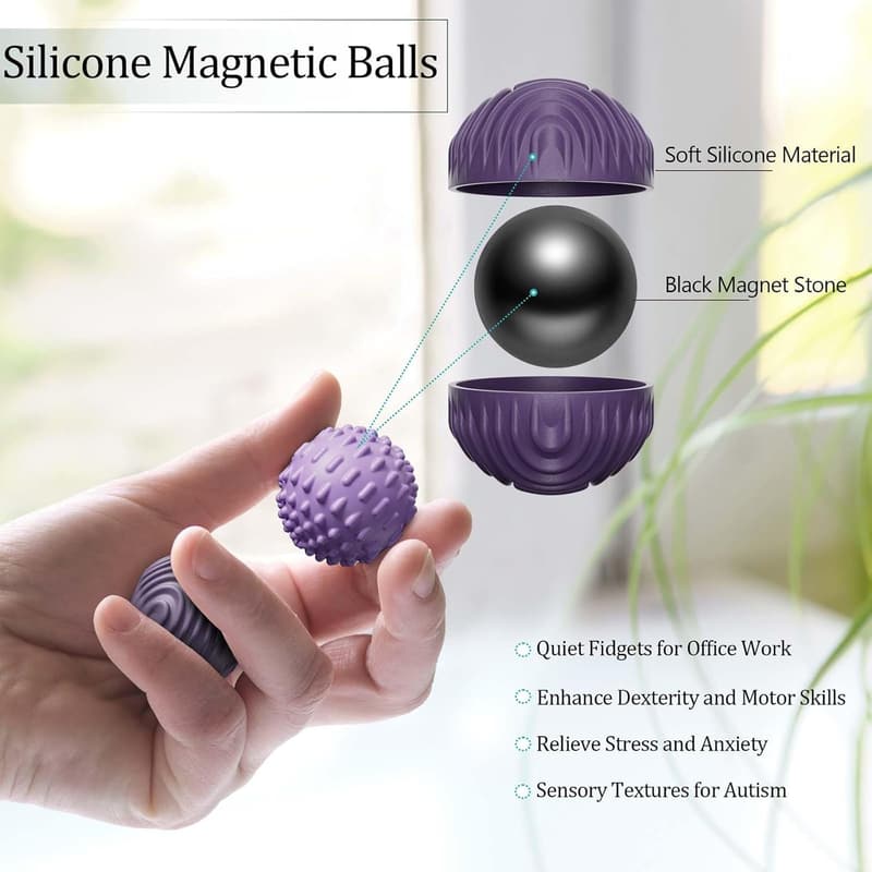 Silicone Magnetic Fidget Balls Set for Stress Relief & Sensory Play