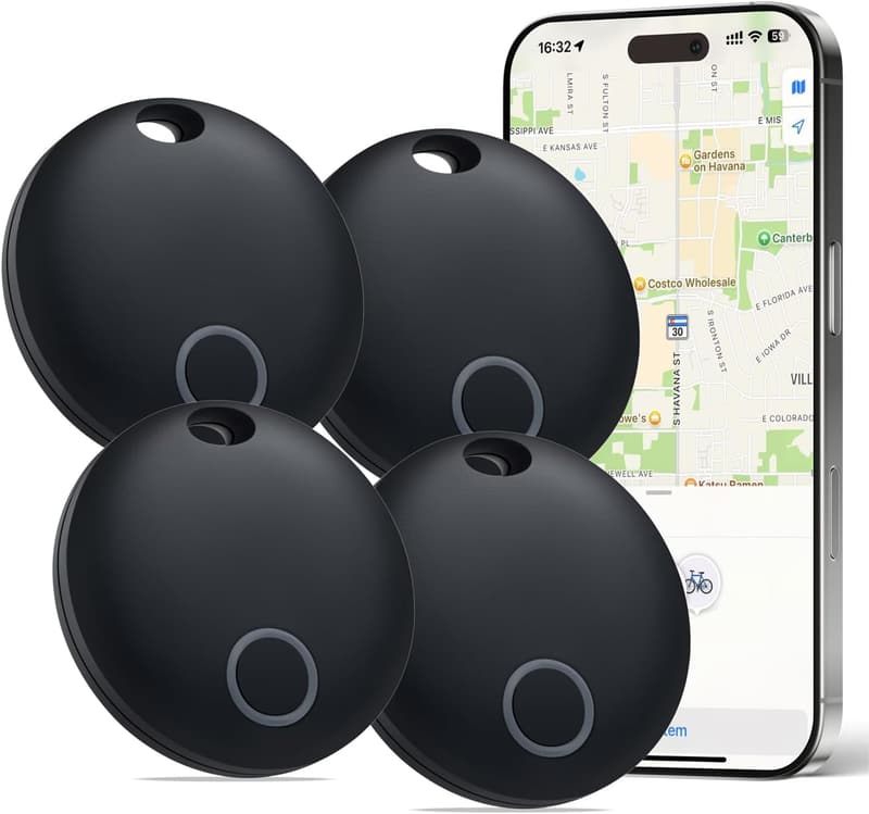 Smart Waterproof Tracker Tags for Luggage & Keys - 4 Pack