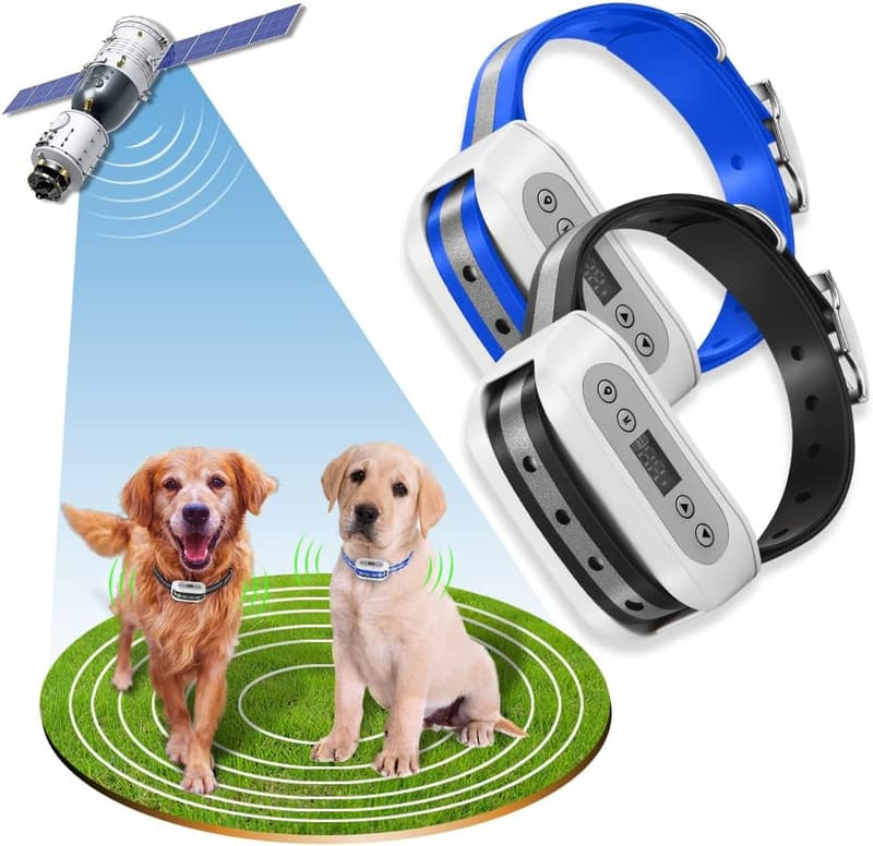 GPS Dog Fence System for 2 Dogs with Waterproof Collars
