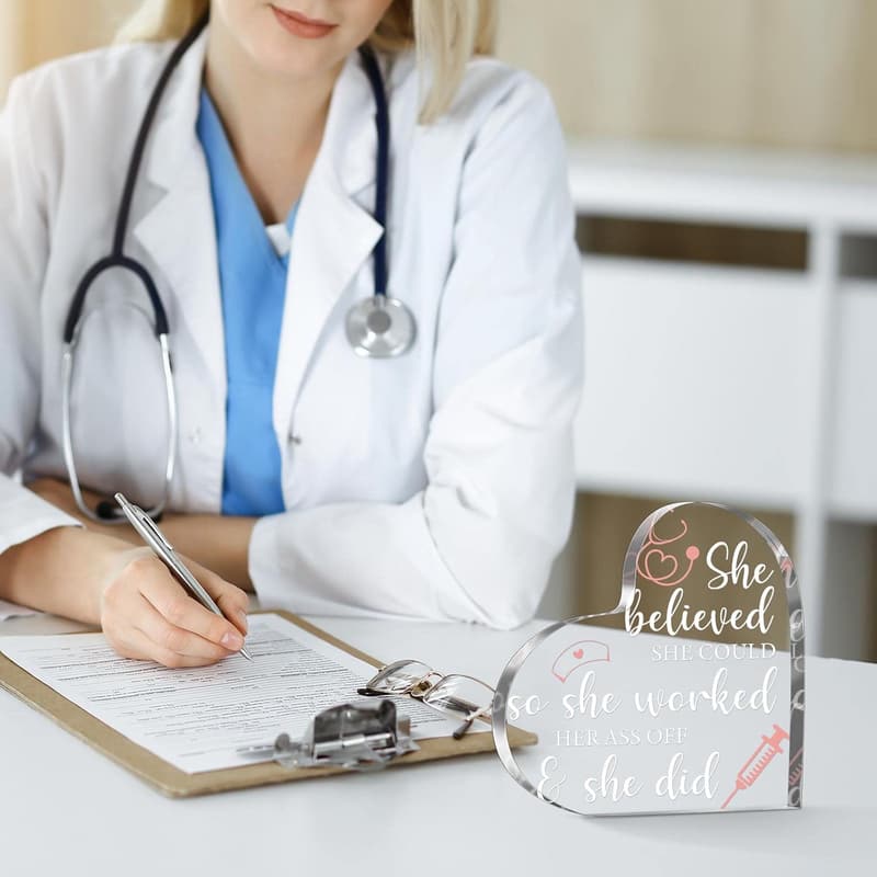 Nurse Appreciation Gift: Crystal Table Centerpiece Paperweight