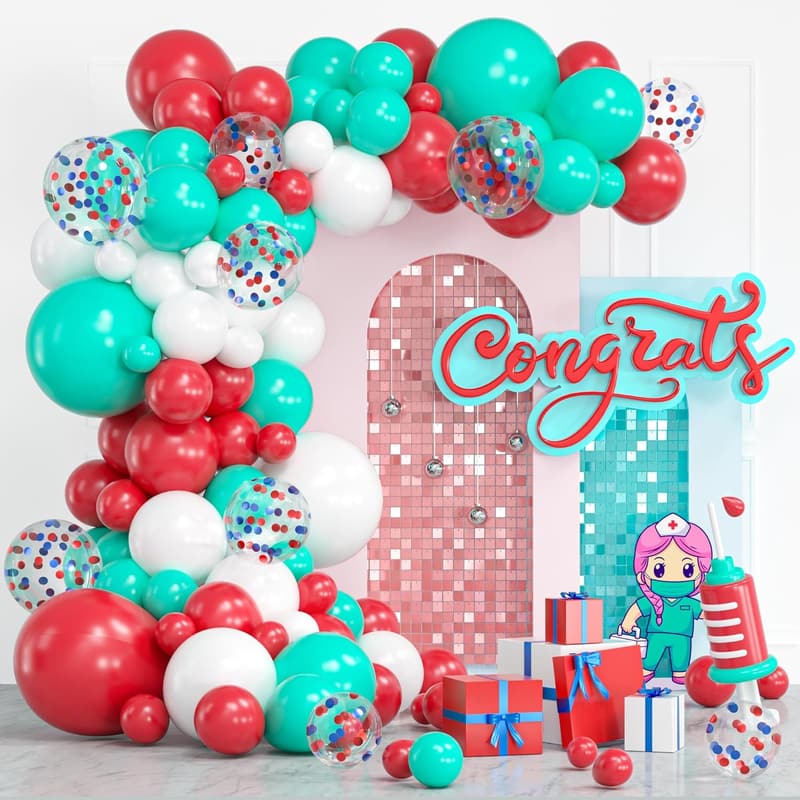 Nurse Graduation Party Balloon Garland Kit, 124 Pieces