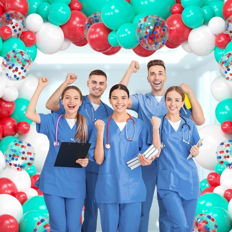 Nurse Graduation Party Balloon Garland Kit, 124 Pieces