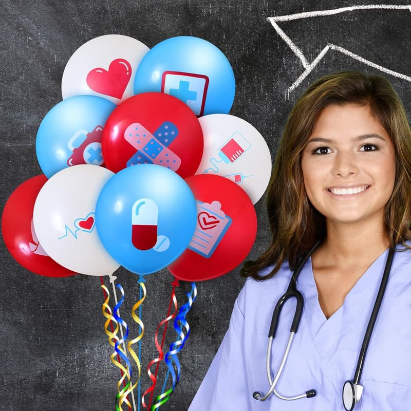Nurse Graduation Party Latex Balloons Set - 60 Pieces