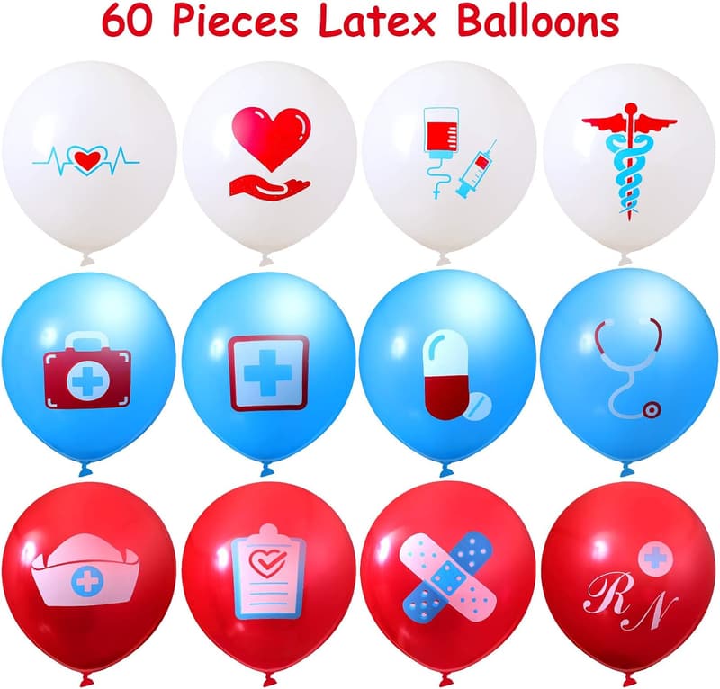 Nurse Graduation Party Latex Balloons Set - 60 Pieces