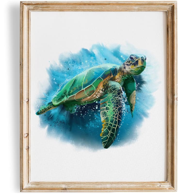 Sea Turtle Art Print - 8x10 Unframed Wall Decor