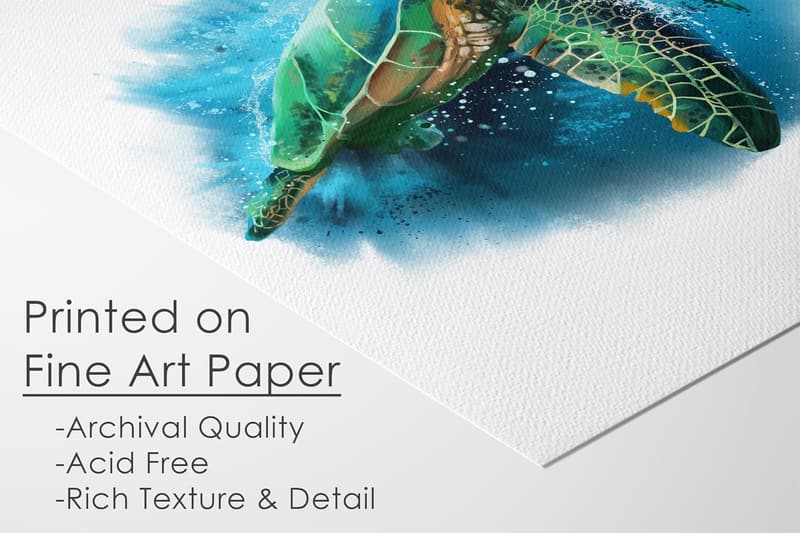 Sea Turtle Art Print - 8x10 Unframed Wall Decor