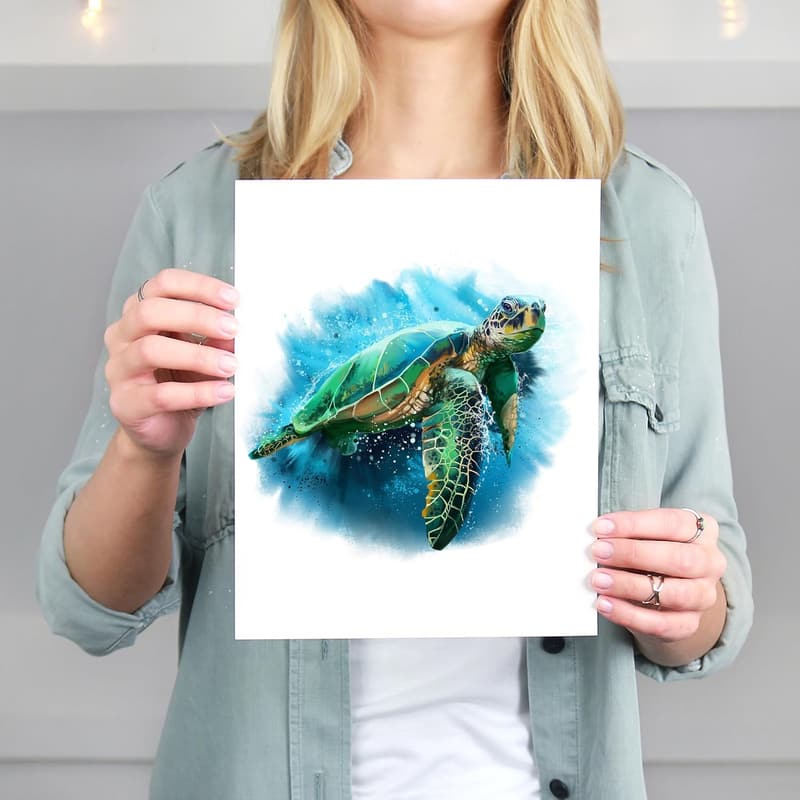 Sea Turtle Art Print - 8x10 Unframed Wall Decor