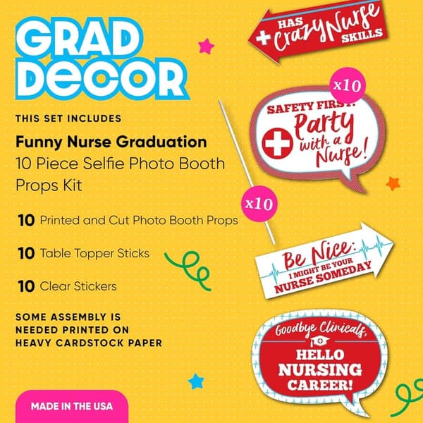 Nursing Graduation Photo Props Kit - 10 Professional Accessories