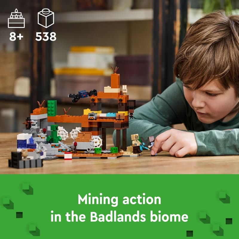 LEGO Minecraft Badlands Mineshaft Set - Action Toy for Kids 8+
