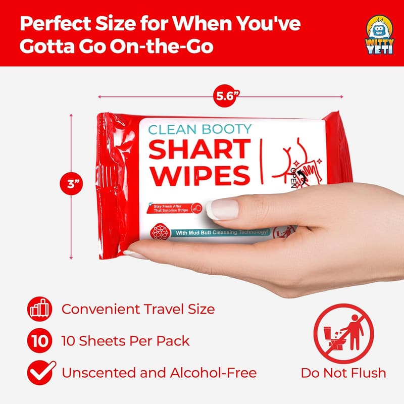 Hilarious Potty Humor Wet Wipes - 20 Disposable Towelettes