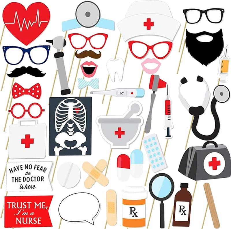 Dentist Graduation Party Photo Booth Props - 40pcs