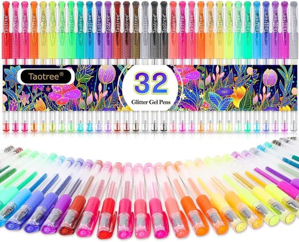 32-Color Glitter Gel Pen Set: Fine Tip for Art and Crafting