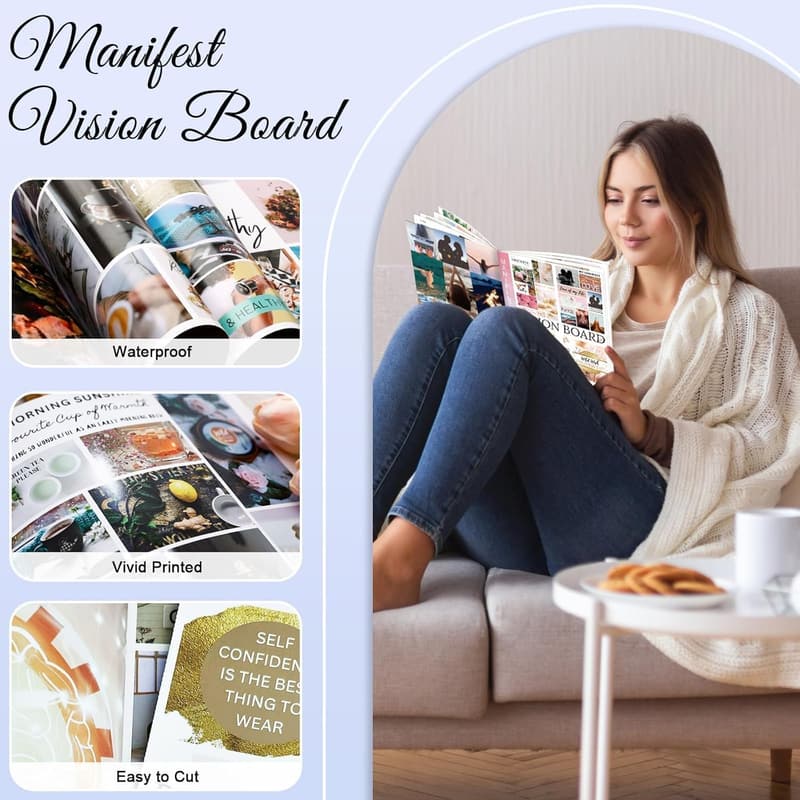 Vision Board Supplies Kit with 1200+ Images & Quotes for Adults